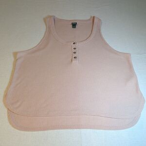wild fable Soft Pink Ribbed Henley Crop Tank